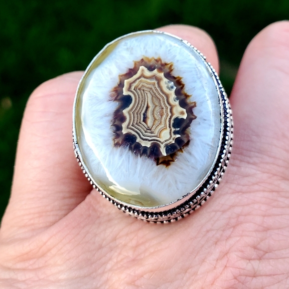 New Oversized Solar Agate 925 Silver Statement Ring. - Picture 2 of 15